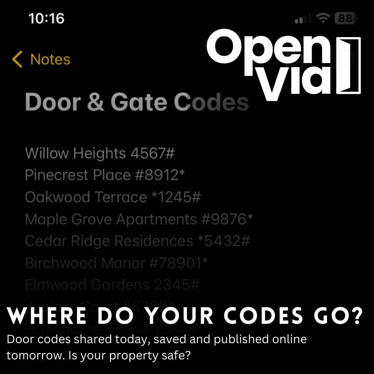 Are your property's gate codes already online?