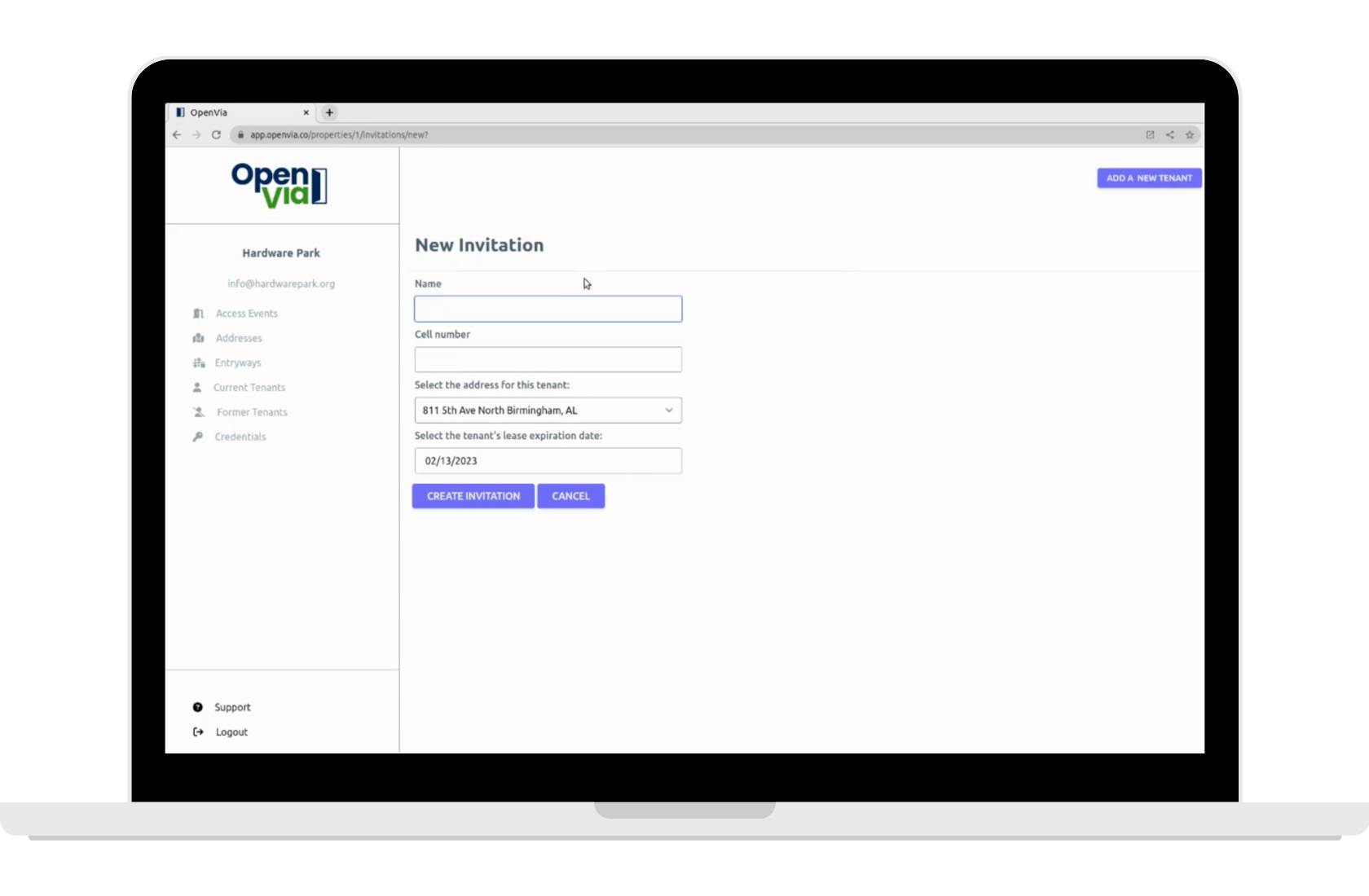 OpenVia has an easy to use dashboard for property managers