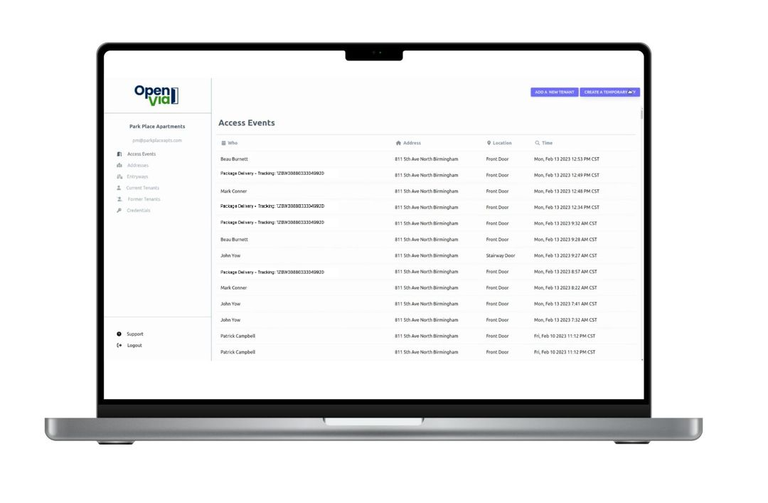 A demo video of OpenVia's property manager dashboard